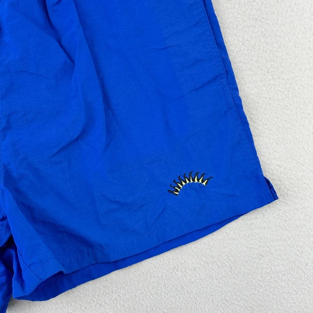 Vintage Nylon‎ Swim Trunks Mens Medium Blue Mesh Lined Cheetah Sport 90s Shorts